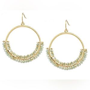Marlyn Schiff Beaded Open Circle Earrings in mint